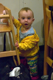 Nora standing for a few seconds