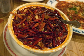 Fish and tofu soup, a.k.a. the RED BOWL OF DEATH