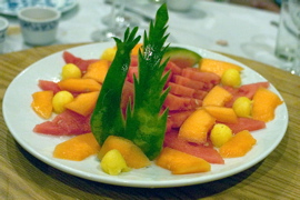 Fruit dessert platter with phoenix